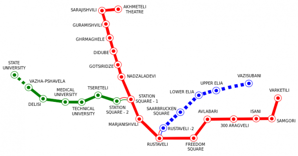 Схема Тбилисского метрополитена
